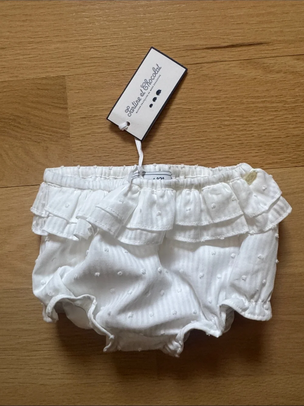 Tartine et Chocolat White Ruffled Diaper Cover